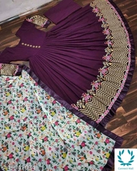 Purple Georgette Long Gown - Purple, XXL